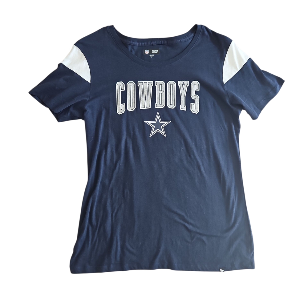 NFL Cowboys Women's Navy and White T-Shirt